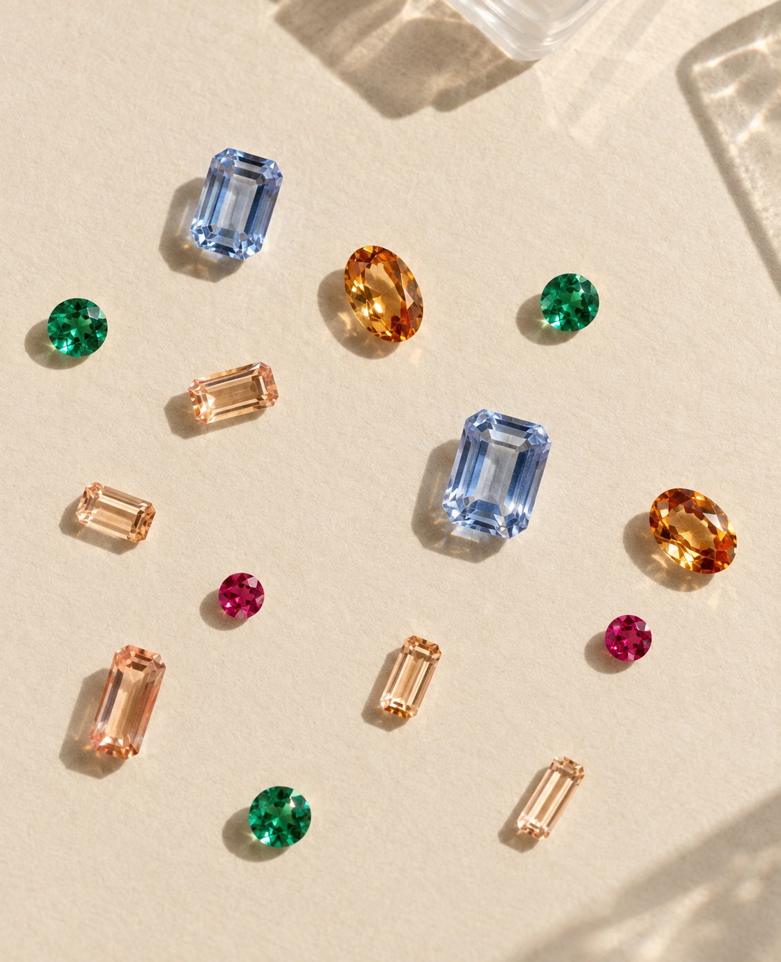 Pierres précieuses sélectionnées pour la joaillerie